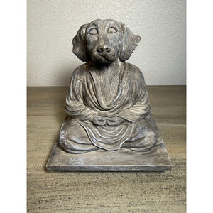Meditating Dog Statue/Book End Vtg Zen Buddha 1996 Accoutrements Unique gift